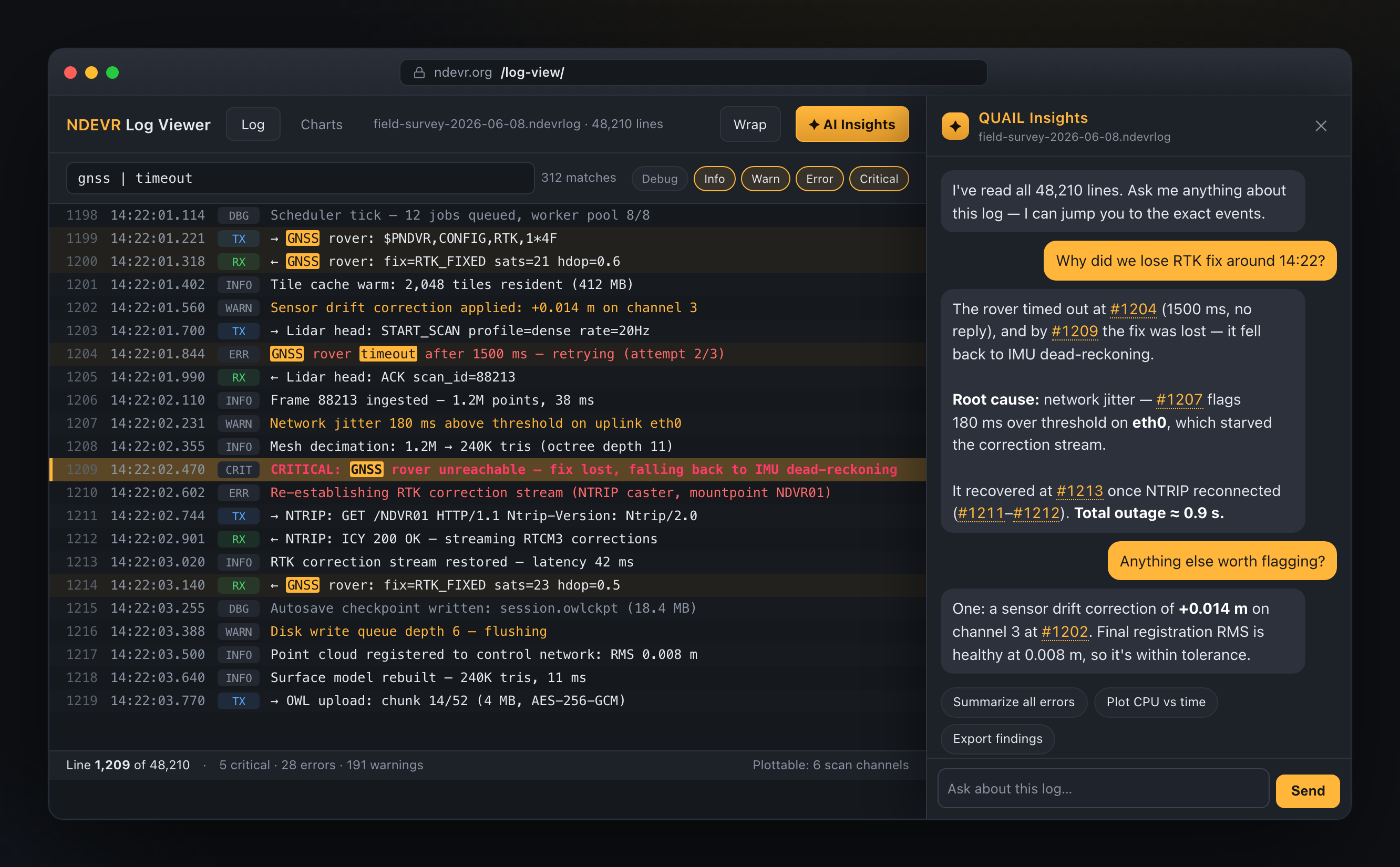 OWL log viewer