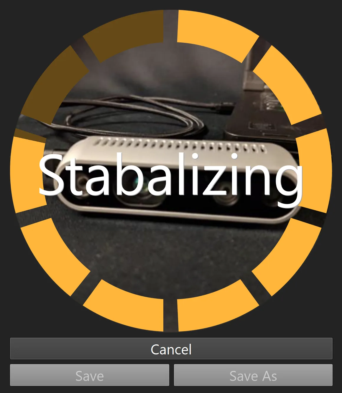 The device stabilizing in a detected orientation