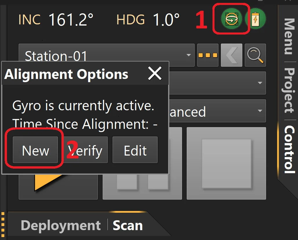 The Orientation dialog with the New calibration option