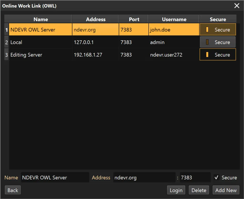 Choosing which OWL server to connect to