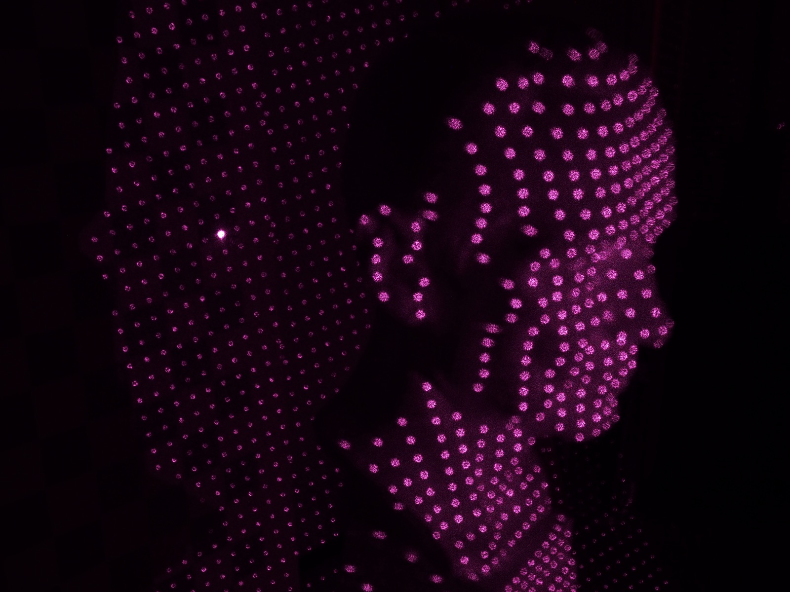 A dense colored 3D point cloud of a statue