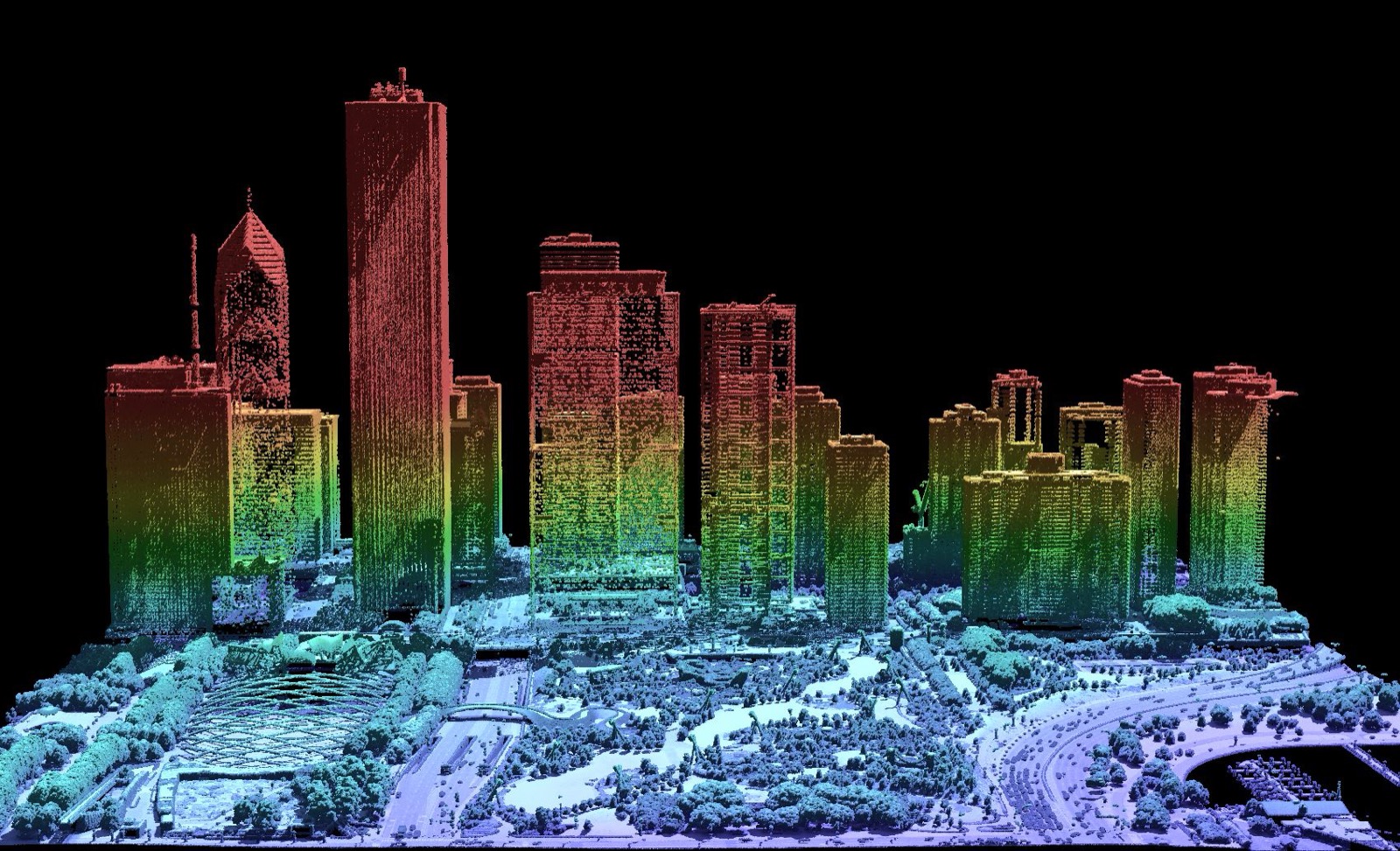 LiDAR point cloud of the Chicago skyline