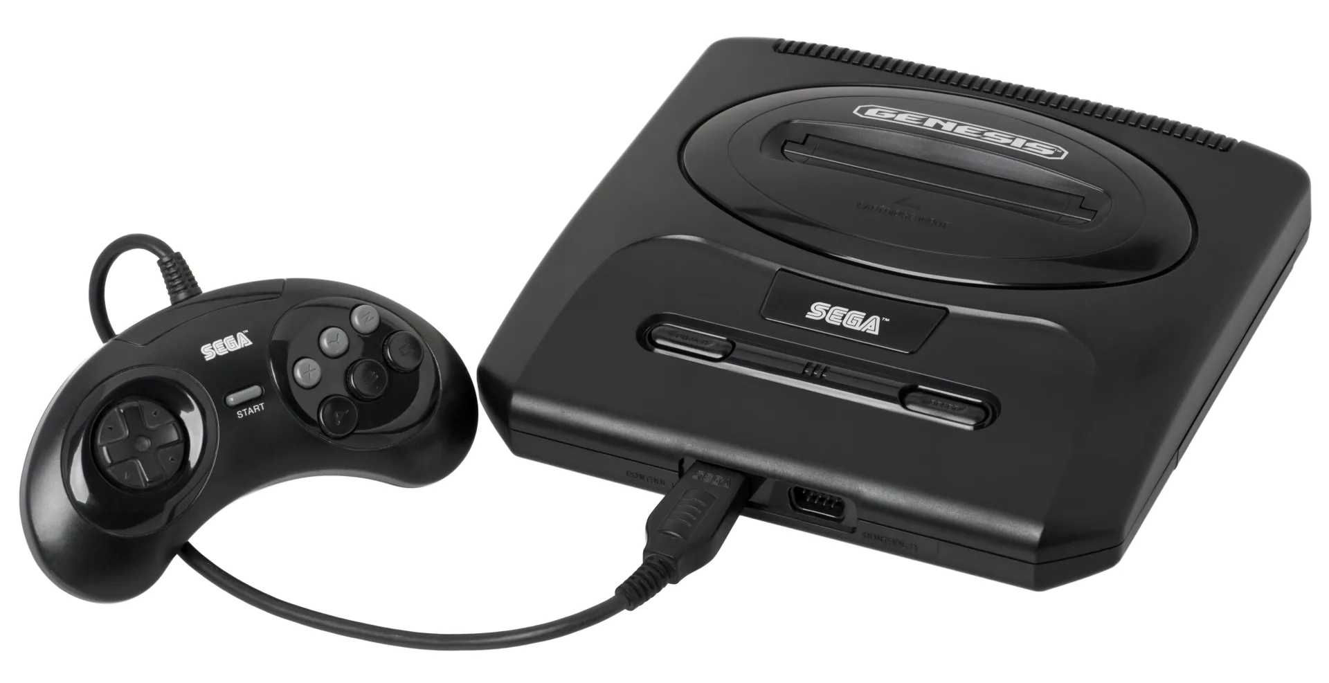 A Sega Genesis Model 2 console with six-button controller